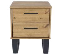 Tensas Industrial Style Oak Effect 2 Drawer Bedside Cabinet