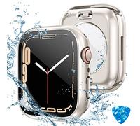 Tensea for Waterproof Apple Watch Screen Protector Case Series 7 41mm Accessories, iWatch Protective PC Face Cover Built-in Tempered Glass Film, Front and Back Bumper Case Women Men 41mm, Starlight