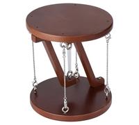 Tensegrity Table, Floating Tensegrity Structure Ornaments with Wood Platform and Metal Chains, Walnut Color Desk Jewelry and Perfume Stand, Physics-defying Home Decor for Office Bedroom