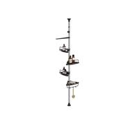 Tension Corner Shower Caddy, Metallic Silver and Ink Black