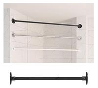 Tension Rod Adjustable Black Shower Curtain Rod 51"-82" - Corner Support for Bathroom Privacy & Sliding Windows, Versatile Pipe Rail for Clothes & Towel Storage.