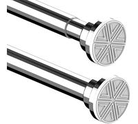 Tension Rod Curtain Poles No Drilling Shower Curtain Rail Extendable Stainless Steel Shower Curtain Pole No Drill Curtain Pole for Bathroom, Window, Door, Closet, 73-175cm Silver(Diameter 25 mm)