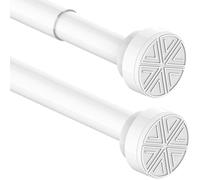 Tension Rod Extendable Shower Curtain Pole No Drill Curtain Pole Shower Poles Extendable Curtain Rod No Drill for Bathroom, Window, Door, Closet, 63-85cm White(Diameter 25 mm)