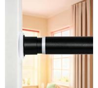 Tension Spring Curtain Rods 43 to 83 Inch Black Extendable No Drilling Rust Steel for Bathroom Shower or Windows (43-83 Inch)