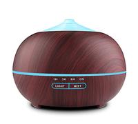 TENSWALLMOA Aromatherapy Essential Oil Diffuser Humidifier: 400ml Aroma Ultrasonic Air Diffusers for Large Room - Scented Cool Mist Vaporizer Timer Home 7 Colours Fragrance LED Light Bedroom, Brown