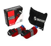 TENSYS Heavy-Duty Cam Buckle Straps - Adjustable Tie Down Straps for Cargo, Moving, Roof Racks & More, Strong Webbing Strap with Buckles for Securing Luggage, Furniture, and Equipment - Red, 2 Pack