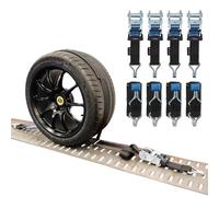 TENSYS Overwheel Lashing Ratchet Strap - Heavy Duty Ratchet Wheel Straps w/Claw Hooks, Gripper Tyre Sleeve, Polyester Webbing, Soft Grip, Reinforced Rubber Coated Handle, 50mm x 3.5m, Black, 4 Pack