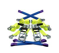 TENSYS Ratchet Wheel Straps Set of 4 - Heavy Duty Car Transporter Tie Down Webbing with Claw Hooks for Recovery Vehicle Trailer Professional Towing Ratchet Belt, Yellow 4m 2000daN