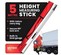 TENSYS Telescopic Height Measuring Stick - Folding 5m Steel Pole for Lorry, Truck, Trailer, Caravan, Built-In Level Gauge w/Carry Bag, Foldable Sizing Device Metal Rule, Metric Measurement Only