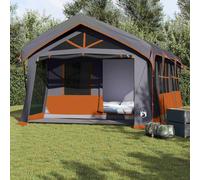 Tent 10-Person Grey & Orange Polyester 620x322x240cm Family Camping Shelter Roof