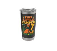 Tent Camping 7th Birthday This Little Camper is 7 Stainless Steel Insulated Tumbler