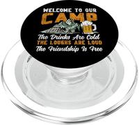 Tent Camping Retro Vintage Welcome To Our Camp The Drinks PopSockets PopGrip for MagSafe