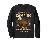 Tent Camping Zombie Vintage You Call It Camping I Call It Long Sleeve T-Shirt