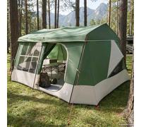 Tent Green 433x420x224cm 185T Polyester PU 9-Person 3-Room Family Rainfly Secure