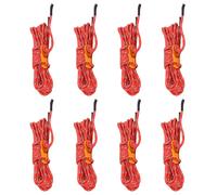 Tent Guy Ropes 8pc Red 4m x 4mm Polypropylene with Reflective Strip & Alloy Set
