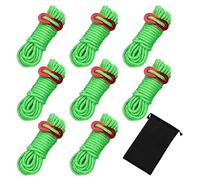 Tent Guy Ropes, 8Pcs Reflective Cord Guy Line Tent Guide Rope with Aluminum Adjuster, 4mm/13 Feet Guy Ropes with Storage Bag Suitable for Outdoor Camping Hiking Awning Tents (Green)