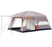 tent， Luxury Tent for Camping Room 4-12 Person Large Family Tent with 2 Bedroom and 1 Living Room Design(Light brown,L)