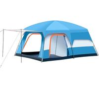 tent， Luxury Tent for Camping Room 4-12 Person Large Family Tent with 2 Bedroom and 1 Living Room Design(Blue,L)