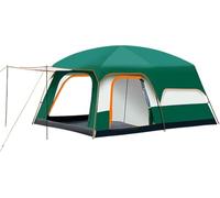 tent， Luxury Tent for Camping Room 4-12 Person Large Family Tent with 2 Bedroom and 1 Living Room Design(Green,M)