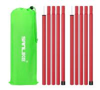 Tent Poles, SAN LIKE Aluminium Telescoping Adjustable Red Tarp Poles with Portable Bags, Heavy Duty Camping Tent Poles for Awnings Canopy Rain Fly Shelter Set of 2-(5 Sections with Adjustable Length)