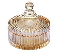 Tent Shaped Crystal Glass Candy Jar with Lid Decorative Glass Sugar Apothecary Jar Wedding Food Jars (Amber-280ml/9.5oz)