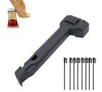 Tent Stake Hammer with 8 Pegs, Lightweight Camping Tent Peg Mallet with Stake Puller & Bottle Opener, Compact Awning Striker with Storage Handle, Heavy Duty Outdoor Backpacking Hiking Gear (Black)