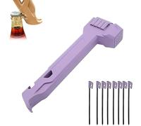 Tent Stake Hammer with 8 Pegs, Lightweight Camping Tent Peg Mallet with Stake Puller & Bottle Opener, Compact Awning Striker with Storage Handle, Heavy Duty Outdoor Backpacking Hiking Gear (Purple)