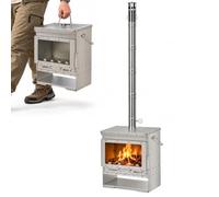 Tent Stove Stainless Steel Wood Burning With Chimney 30 * 22 * 37cm | Camping Hot Tent Stove, Compact Storage, Adjustable Air Control, For Winter Camping, Outdoor and Hiking, Garden Cooking