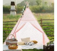 (Tent-Style 7) Kids Teepee Play Tent Cotton Canvas Indian Tipi