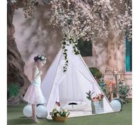 (Tent-Style 8) Kids Teepee Play Tent Cotton Canvas Indian Tipi
