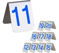 Tent Style Table Cards Stackable, Tabletop Number Sign 1-10/20, 7.5x6x6.5cm, Stainless Steel Table Number for Restaurants, Metal Tags Red/Blue(Blue,7.5x6x6.5cm(1-10))