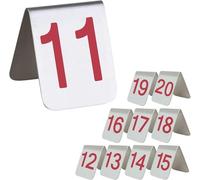 Tent Style Table Cards Stackable, Tabletop Number Sign 1-10/20, 7.5x6x6.5cm, Stainless Steel Table Number for Restaurants, Metal Tags Red/Blue(Red,7.5x6x6.5cm(1-10))