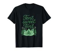 Tent Sweet Tent Camping Crew Green Pine Swirl T-Shirt