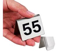 Tent Table Numbers 1 20 21 40 61 80 81 100, Silver Stainless Steel Table Sign/Seating Chart for Event Wedding Reception Decor, Numbered Tent Cards Holder Double Sided(Numbers 41 to 60)