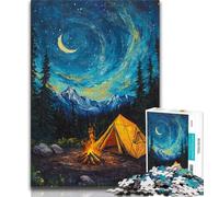 Tent Under The Night Sky 1000 Piece Jigsaw Puzzles for Teenagers Gifts,for Educational Game Challenge Toy Unique Home Decor And Gifts 38x26cm