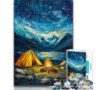 Tent Under The Night Sky Jigsaws Puzzles 1000 Pieces for Teenagers Gifts,Toys Educational Games Stress Relieving Great Gifts And Toys 38x26cm
