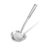 TENTA KITCHEN Dia 16CM One-Piece Stainless Steel Skimmer/Slotted Spoon/Strainer Ladle with ABS Plastic Heat Resistant Handle
