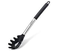 TENTA KITCHEN Good Grip Pasta Fork Spaghetti Server Silicone+Strong and Durable Nylon Core with Stainless Steel + Silicone Handle for Non-Stick Cookware Utensil