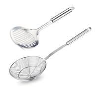 TENTA Kitchen Multi Kitchen Utensil Stainless Steel Cooking Skimmer Slotted Fish Turner Spatula Spoon Colander Drain Water Filter Spoon Ladle Spider Strainer Skimmer Ladle for Cooking &Frying (2pcs)