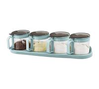 TENTA TENTA KITCHEN Gourmet Seasoning Box with Serving Spoons, Spice Jar Set Condiment Cruet Bottle, Kitchen Supplies,Nice Design for Kitchen (glass)