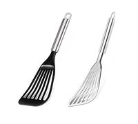 TENTA TENTA KITCHEN Pack of 2 Stainless Steel Slotted Fish Spatula and Slotted Egg Spatula Turner Non-Stick Heat Resistant Kitchen Utensils for Frying Fish, Eggs, Meat,French, Fries