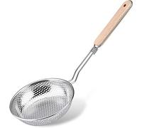 TENTA TENTA KITCHEN Stainless Steel Micro-Perforated Skimmer Strainer,Pasta Noodle Net Basket with Bamboo Handle(25 Ounce)