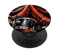 Tentacle Thunder Octopus Drummer Funny Rock & Roll PopSockets Adhesive PopGrip