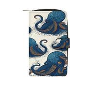 Tentacles Octopus Wallet Multifunctional Leather Wallets for Men Compact Long Wallet Credit Card Holder Passport Bag