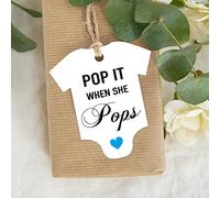 TENTADO Pop It When She Pops Bottle Tags, Baby Shower Favor Tags with 65 Feet Golden Ribbon, 50 Pack, Perfect for Mini Champagne, Beer, Wine Bottles