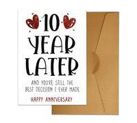 Tenth Anniversary Card, Happy 10 Year Anniversary Card with Envelope Sweet 10th Anniversary Card Funny Wedding Greeting Card Romantic Gifts for Couple Wife Husband
