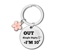 Tenth Birthday Gift Keychain 10th Gifts for Girls Boys 10 Years Old Daughter Son Keyring Happy Birthday Gifts for Teens Funny Jewelry Inspirational Gift