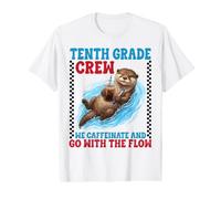 Tenth Grade Crew We Caffeinate and Go with The Flow Otter Value Graphic T-Shirt