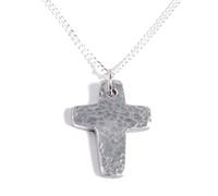 Tenth Wedding Anniversary Idea - Hammered Tin Cross Pendant