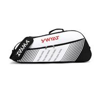 TentHome 3 Racket Tennis Bag Attached Adjustable Detachable Shoulder Strap, Unisex Super Roomy Lightweight Waterproof Racquet Bag for Tennis, Badminton (Black/White)